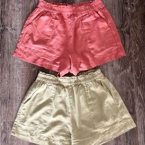 Abercrombie & Fitch Coral and Olive High Waist Shorts